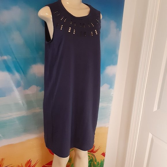 Old Navy sleeveless sweatshirt dress w cut outs blue size medium - Picture 8 of 12
